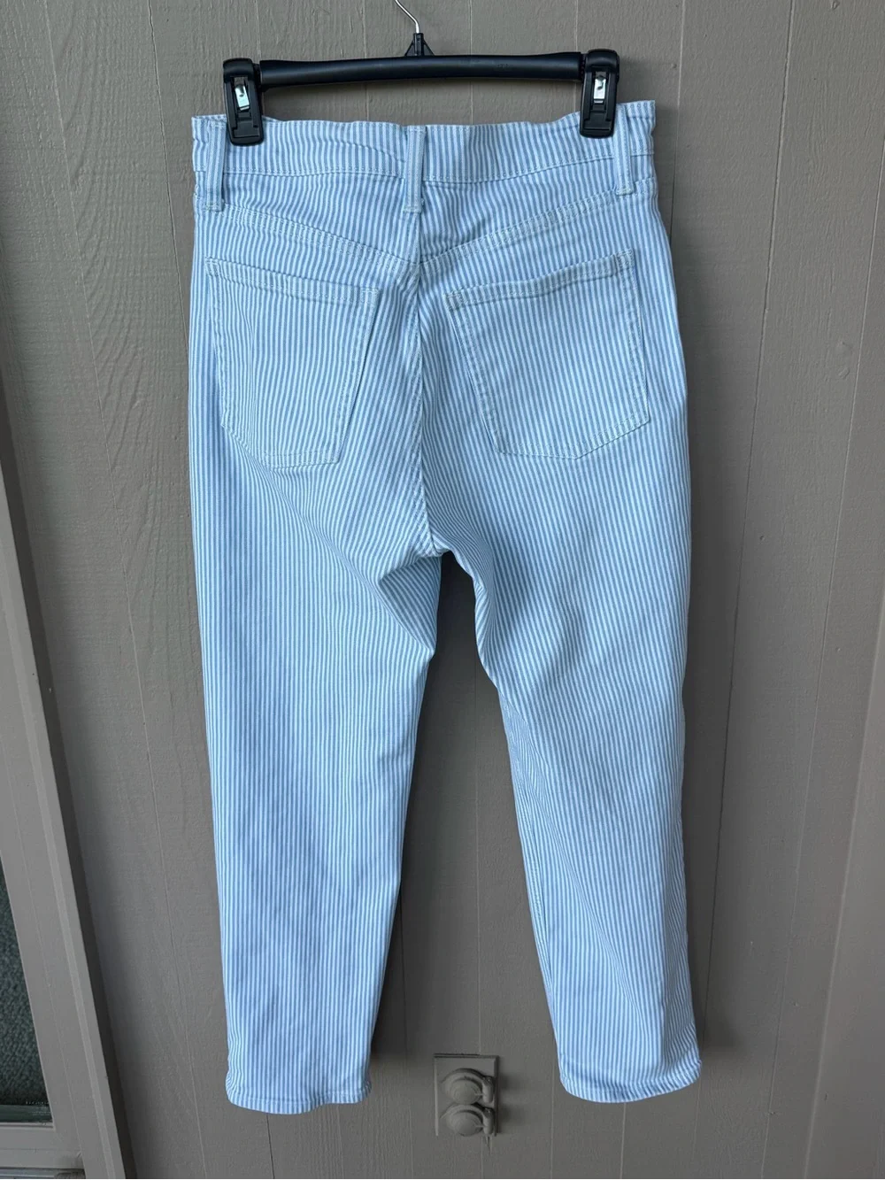 Old‎ Navy High-Rise Straight Leg Button Fly Jeans -Blue/White Stripe Sz S